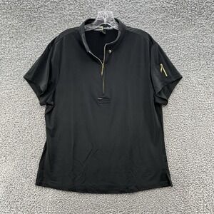 Jamie Sadock Polo Shirt Womens XL Black Lightweight Jersey Knit Relaxed Golf Zip